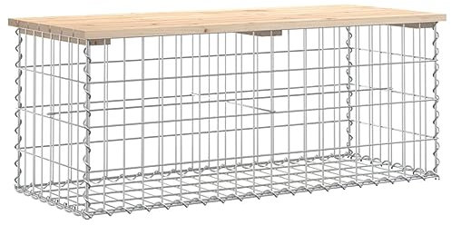 vidaXL Banc de Jardin Design de Gabion 103x44x42 cm Bois Massif de pin, siège de Jardin, Banc de Parc, Banc de Pique-Nique de Jardin, Banc extérieur