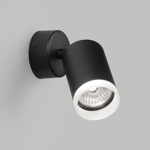 FORCOSO Wandleuchte Innen Deckenstrahler Schwenkbar 350°, GU10 Strahler Wandlampe Deckenlampe Schwarz Spotlight 1 Flammig, Blendfrei Deckenspots Wandstrahler für Wohnzimmer Schlafzimmer Küche
