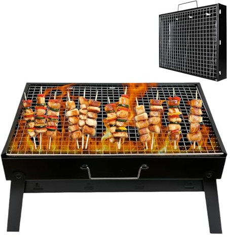 Parrilla De Carbón, Parrilla De Barbacoa, Barbacoa Carbón Vegetal, Portátil Plegable De Carbón De Leña Barbacoa De Barbacoa Ara Camping, Jardín, Picnic, Camping, Ahumador De Acero(40cm*27cm*20cm)