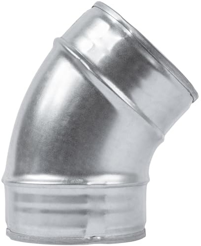 ECOPRO VENT 4 Inch 45˚ Degree Galvanized Steel Duct Elbow - Pressed Industrial Connector Bend - Ventilation Pipe Fitting - Dryer, Exhaust, Extractor Hood Air Inlet, Outlet Pipe Joint