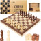 Qintora Jeu D'échecs, Echiquier Pliable et 3 en 1 Jeux D'échec, Dames et Backgammon,Chess Board Portable pour Enfants et Adultes, Idéal pour Voyages et Fêtes (29x29cm)