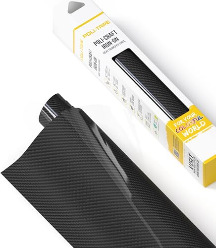 POLI-FLEX® Carbon Film de transfert pour textiles - Film design aspect carbone à repasser - Film de traceur pour t-shirts DIY - Noir carbone - 30,5 cm x 61 cm
