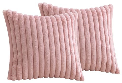 FDEETY 2 Fundas Cojines Acanaladas Textura Piel Conejo Sintético Suaves Decorativas 45x45cm