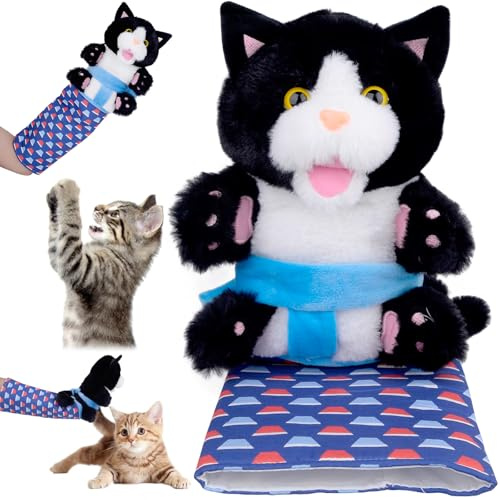 Cat Toys, Interactive Cat Toys Indoor Cats Adult Kitten, Cats Wrestling Glove with Tough Padding, Plush Stuffed Animal Toy Gifts