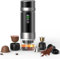 Tragbare Kaffeemaschine, 3-in-1Reisekaffeemaschine, elektrische Heizung, wiederaufladbare 12v Kaffeemaschine, für Büro, Reisen, Zuhause, kompatibel mit Espressokapseln und gemahlenem Kaffee (Schwarz)