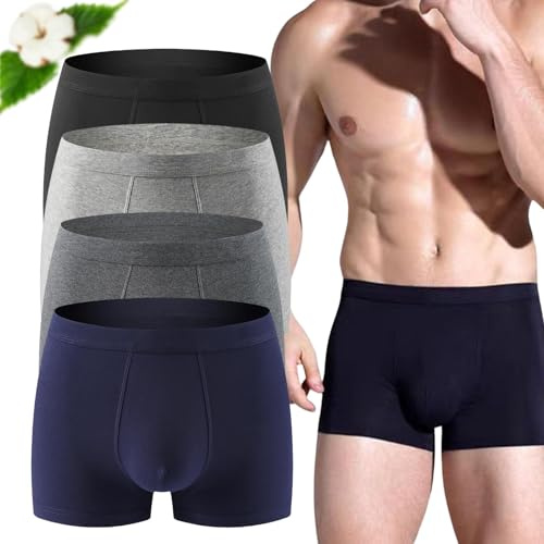 Calzoncillos tipo bóxer para incontinencia ultra absorbentes para hombre, ropa interior para incontinencia, a prueba de fugas, lavables y reutilizables (4 unidades, L)