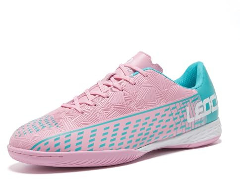 LEOCI Men's Indoor Soccer Shoes Athletic Women's Rubber Futsal Shoes for Trainer Flat Outsole Training