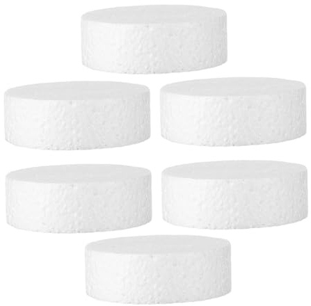 SEWACC 6pezzi Dischi in Polistirolo Espanso Rotondi Leggeri e Facili da Modellare per Progetti Artistici Fai da Te Manichini per Torte Decorazioni Natalizie Artigianato e Progetti Scolast