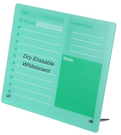 PATIKIL Dry Erase White Board, 12x8 Whiteboard Acrylic Dry Erase Board Calendar Writing Tablet with Marker Eraser Magnet for Office Desk Home Kitchen Refrigerator, Blue
