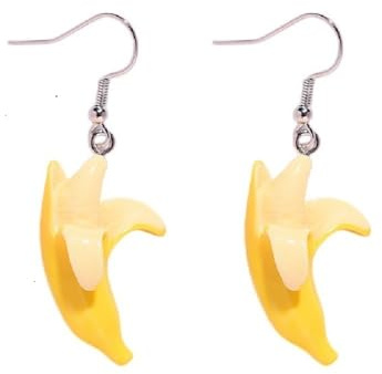 KZL 3D imitera skalade bananörhängen halsband smycken set söt simulering frukt harts droppe dinglande örhängen för kvinnor bananälskare, Harts, Ingen ädelsten