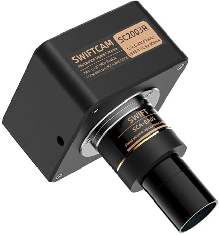 SWIFT Swiftcam SC2003R-CK – Fotocamera da 20 MP per microscopi, collegamento diretto USB 3.0, ottica di riduzione 0,5×, C-Mount e adattatori da 23,2/30/30,5 mm – Istruzione • Laboratorio • Ispezione