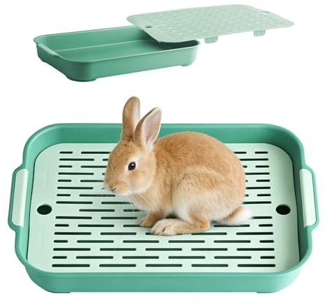 MFUSUL Toilette per Conigli, 27 X 18,5 X 4 Cm, Toilette per Conigli per L'Addestramento Al Vasino, Toilette per Criceti, Vasino per Animali Domestici,Toilette Per Piccoli Animali (Verde Piccola)