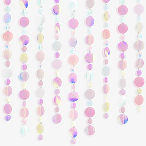 G2PLUS 10 Pack Sparkling Hanging Sequin Garland, Iridescent Pink Garland