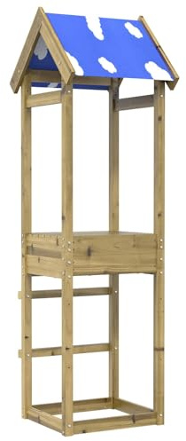 LoogCape Tour de jeu marron en bois massif imprégné pour enfants, jardin, véranda, tour d'escalade avec toboggan, balançoire et accessoires pour l'extérieur, maison de jeu en bois durable pour enfants