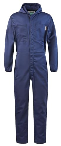 Yukirtiq Herren Arbeitsoveralls Rallye-Kombination Baumwolle Arbeitskleidung Arbeits-Overall Frontreißverschluss Arbeitskombi Langarm Arbeitsanzug Overalls, Navy Blau, XL