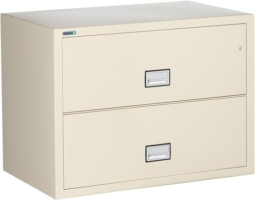 Phoenix Safe 38 inch Wide 2-Drawer Lateral Fireproof File Cabinet – Legal and Letter Size Filing – Key Lock – Water Resistant – Fire Safe and Impact Rated – Putty Finish – Model LAT2W38P