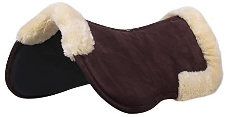 ARBO-INOX Sattelunterlage mit Memory-Schaum und Kunstfell Sattelpad Memory-Foam (Pony, Dunkelbraun)