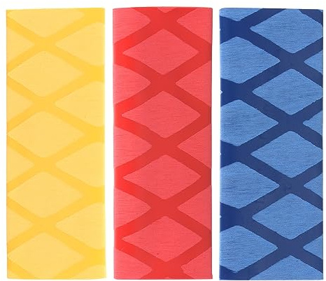 M METERXITY 3 Pack Table Tennis Racket Grip Tape - Paddle Grip, Soft Rubber, Apply to Ping Pong Gripping Handle (100 x 48mm, Red Yellow Blue)
