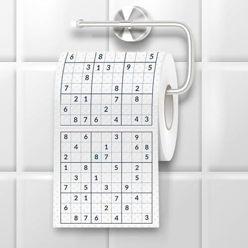 Papier toilette Sudoku - Le papier toilette amusant pour les amateurs de puzzles, Blanc, bleu foncé