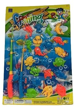YSAMAX Magnetic Fishing Play Set, 20 pcs Aquatic Creatures, Outdoor Plastic Floating Fish, Bathtime Pool Toy For 3, 4, 5, 6, Perfect Learning Combo, Multiple Player Game, Portable And Fun