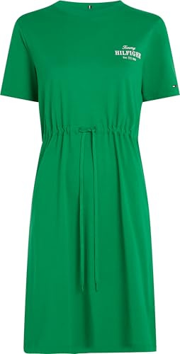 Tommy Hilfiger Donna Abito a T-Shirt con Cintura in Vita, Verde (Radiant Green), XL