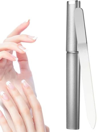 Lime à ongles en verre gravé avec étui – Lime à ongles en verre avec étui, outil professionnel portable pour soins des ongles | Lime à ongles double face, repousse-cuticules, manucure pédicure, 14 x