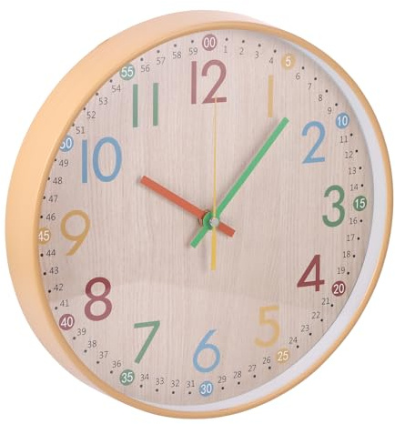 Palmcee Wall Clock, 12-Inch Colorful Clock Easy Reading, Quiet Early Learning Wall Clocks, Battery Operated Kitchen Wall Clocks Decoration Clocks for Living Room Kids Room Bedroom Boys Gift (12in)