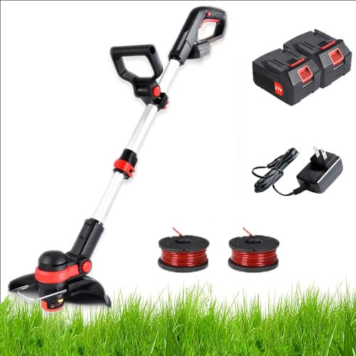 Rasentrimmer Elektrisch，Rasenmäher Akku Mit Antrieb 21 V，Motorsense 30cm Schnittkreis，180° Trimmwinkel，Freischneider für Gartengeräte