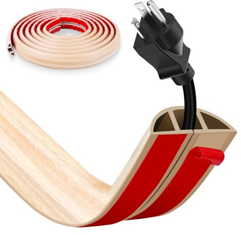 Floor Cord Cover, Wire Cover, Self Adhesive Cable Covers, Protect Cables & Prevent Trip Hazards For Office Home Factories Garages Flexible Cords Hider On Floor Wall (Light Yellow, 3CM x 3M)