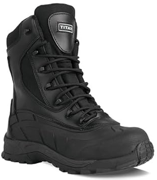 Titan Safety Footwear Driflex S3 Leather Lightweight Ankle Support Combat Boots for Men, Military Tactical Police Work Safety Boots, Waterproof Black Heavy Duty Combat Army Safety Boots – Size 10