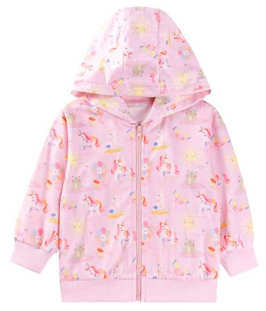 LitBud Giacche per Ragazze Zip Up Felpa con Cappuccio per Bambino Bambino Ragazza Ragazzi Felpa Abiti Cotone Leggero Casual Abbigliamento Esterno Autunno Inverno età 1-8 Anni