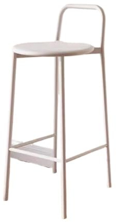 WFchenj222-6 Large Wrought Iron Restaurant Bar Counter Chair Casual with Backrest High Legged 75cm for Kitchen, Cafe(White)