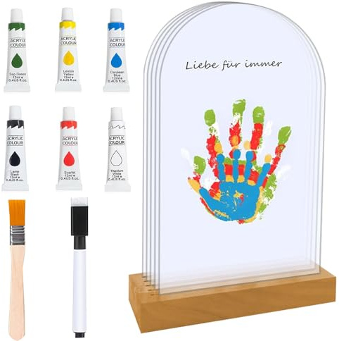 Nzkeuf Kit Impronte Mani Famiglia per 5 Persone, Impronta Mani e Piedi Neonati, Colori a Dita Non Tossici, Regalo Nascita Personalizzato per Neonati e Bambini, Ricordo Personalizzato DIY