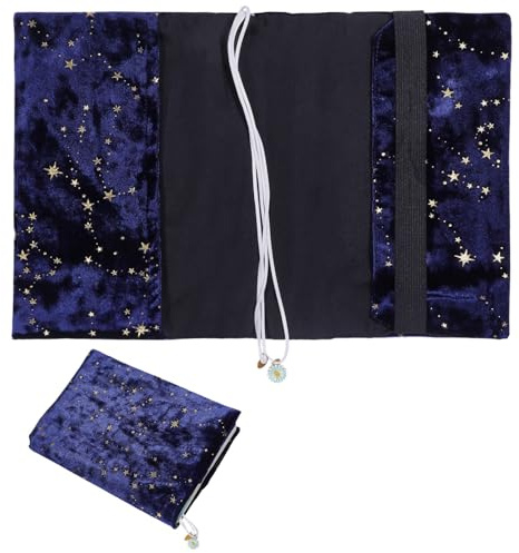 GLOBLELAND Dark Blue Starry Sky Book Cloth Cover with Ribbon for Paperback Marker Gold Foil Stars Washable Soft Fabric A5 Cover for 8.6x5.5inch Books Adjustable Protector for Notebook Bible Hardcover