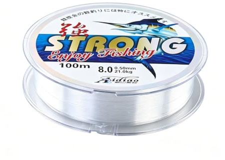 Hilo de pesca monofilamento de nailon transparente, monofilamento de 0,5 mm/100 m, línea de pesca de monofilamento de nailon resistente, para trucha, carpa, pescado, lucioperca o decoraciones