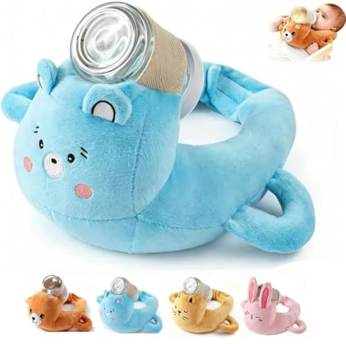 Genérico Cojín de Felpa con Soporte para biberones, cojín Ajustable para Dar el biberón, diseño ergonómico para aliviar la tensión en la muñeca y el Brazo, Lavable a máquina (Azul)