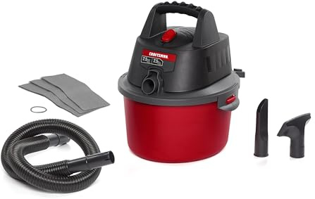 CRAFTSMAN CMXEVBE17250 2.5 Gallon 2.5 Peak HP Wet Dry Vac, Portable Shop Vacuum Wet and Dry with 4 Filter Bags, Hose and Attachments for Cleaning in the Home