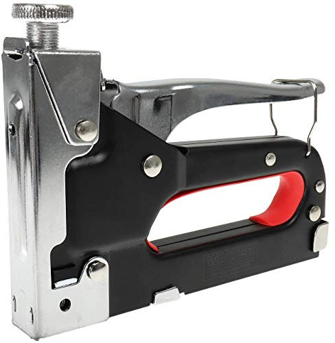 WALTER Handtacker-Set mit einstellbarer Schusskraft, ergonomischer Handgriff für bessere Handhabung, Magazinkapazität 50 Stück, inkl. umfangreiches Klammern-Zubehör und Aufbewahrungskoffer