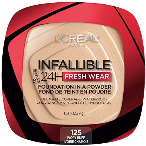 L'Oreal Paris Makeup Infallible Fresh Wear Foundation in a Powder, Up to 24H Wear, Waterproof, Ivory Buff, 0.31 oz. (Packaging May Vary)