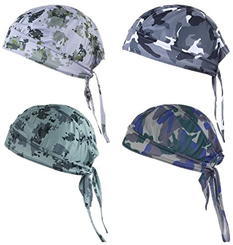 4 Stück Bandana Kopftuch Herren Cling Cap Hijab Skull Cycling Cap UV Schutz Sommer Camouflage Helm Radfahren Hijab Bandana Kopftuchcy Damen Radmütze Outdoor Aktivitäten