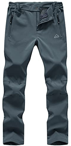 donhobo Womens Cargo Waterproof Trousers,Ladies Thermal Fleece Lined Ski Snow Trouser Winter Outdoor Elasticated Waist Zipper Pocket Hiking Fishing Pants Gery XS Grey