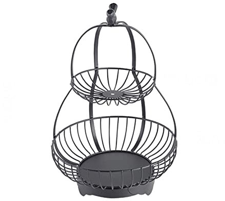 frutero Cesta de la cesta de la cesta de la cesta de la cesta de la copa de la fruta de 2 niveles Cesta de la fruta de la fruta del hogar Soporte de exhibición decorativo, tazón de múltiples propósito