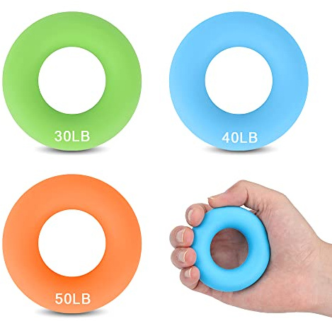 CORTNEY 3 Pcs Hand Grip Strengthener, Forearm Exerciser Finger Silicone Exercise Rings Hand Strengthener for Muscle Training Sports, Rock Climbing, Fitness, Increase Strength, Stress Relief