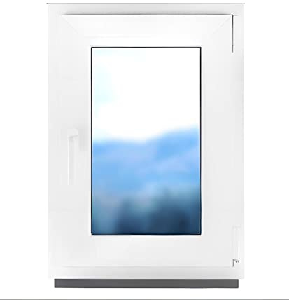 Fönster badrumsfönster plastfönster plast vit B x H 60 x 120 cm 600 x 1 200 mm DIN höger – alla storlekar 2-vägs glasering – frostat glas satin – funktion roterande lutning – BauPlaza