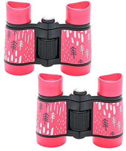 2 Pack Enfants Jumelles Meilleurs Cadeaux Pour Garçons Filles 4x30 Haute Résolution Optique Réelle Jumelles Compactes Jouets Antichoc Pliant Enfant Jumelles Jouet Télescope Pour Cible (Pink, One Size)