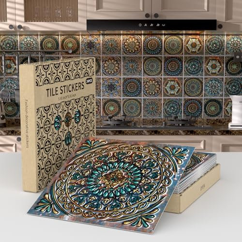 workid 24 stück Hartfolienfliesenkleber Fliesenaufkleber für Küche Badezimmer Fliesen-Folie selbstklebend Klebefliesen Fliesen Aufkleber 15x15cm Aufkleber Fliesen Fliesen Muster FZW-003