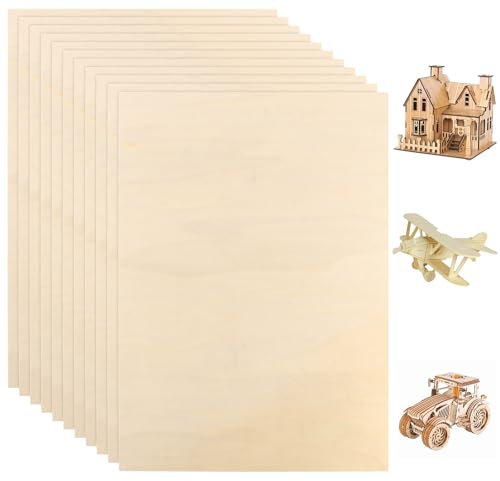 LDXDRU 420 x 300 x 5 mm - Lot de 10 plaques de contreplaqué en bois de balsa - Pour travaux manuels, loisirs créatifs, projets laser, bricolage, modèle, peinture