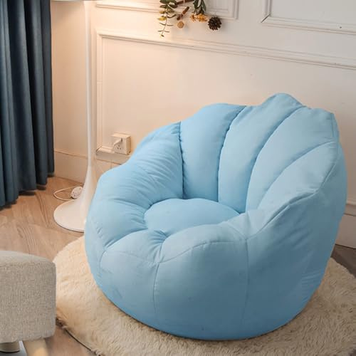 Highdi Kids Bean Bag Chair Without Filling, Flowers Petal Gaming Beanbag Chair Cover for Indoor Outdoor Bedroom Highback Lazy Sofa Soft Toy Storage Bean Bag Seat (Aldult- 80x70cm,Blue)