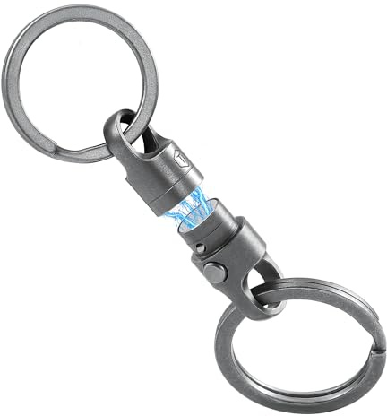 KeyUnity Titanium Magnetic Quick Release Keyring & Keychain, One-Hand Detachable 360° Rotatable Key Chain, Key Organizer Linker for Carabiner for Cars, Homes, and Accessories for Men (KA45, Grey)
