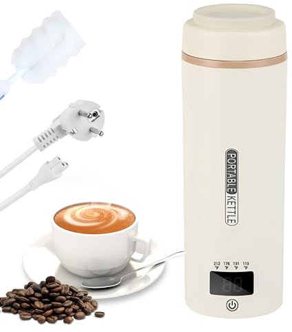 Reise Wasserkocher Klein, 500ML/300W Elektrische Wassertasse, Tragbarer Wasserkocher Edelstahl 316 mit 4 Temperaturreglereinstellungen und Warmhaltefunktion, Reisewasserkocher für Tee, Kaffee, Milch